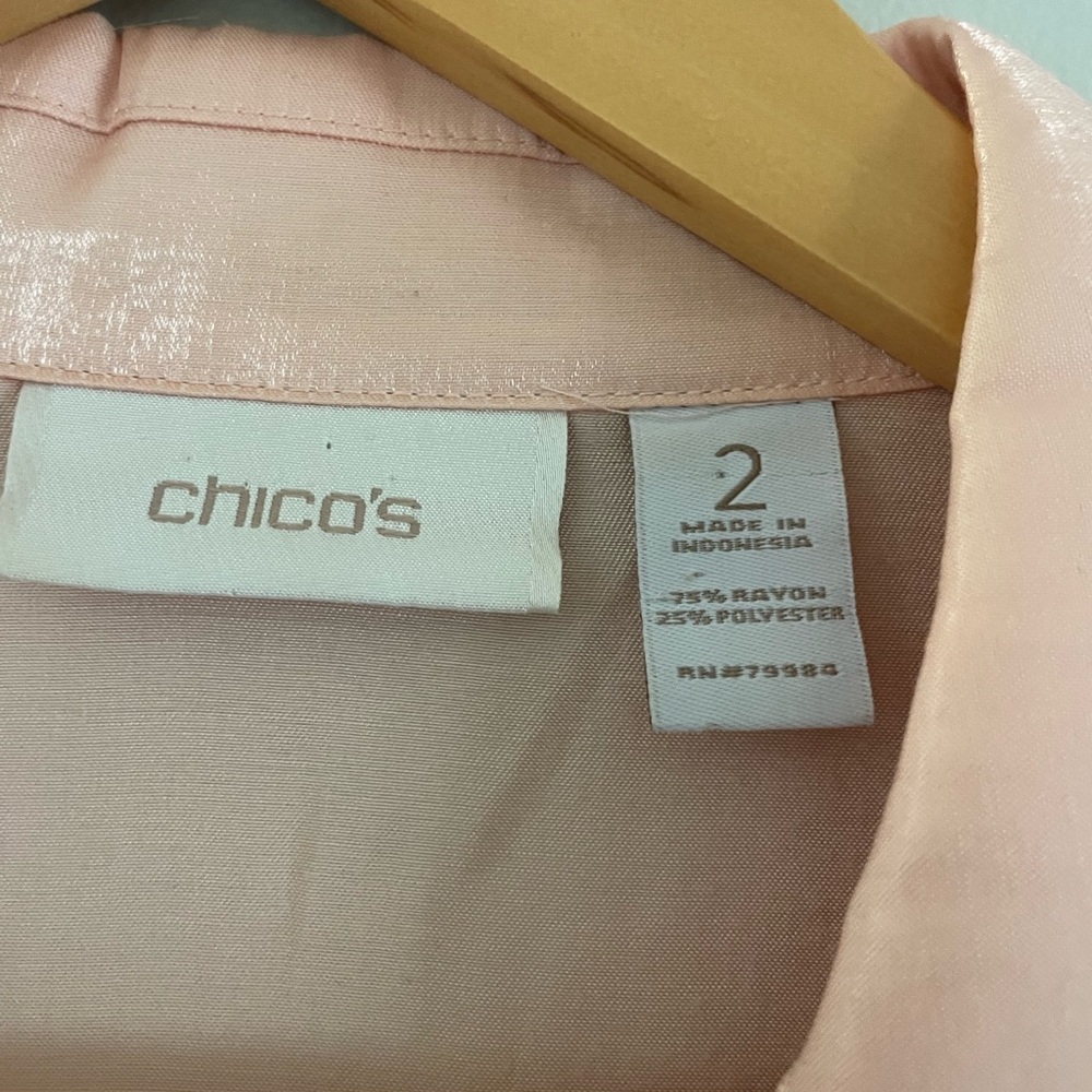 Chico's Light Pink Shimmer Button Down Blouse - image 3